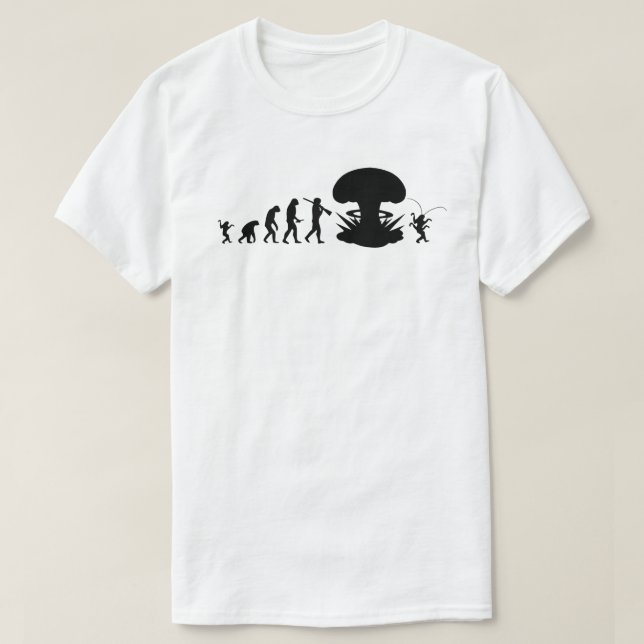 Camiseta Evolução do Homem e da Barata Gráfico de Evolução  (Frente do Design)