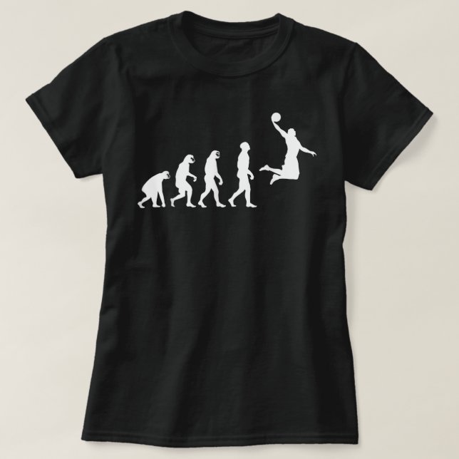 Camiseta Evolução do Macaco-Macaco até à Jogada de Basquete (Frente do Design)