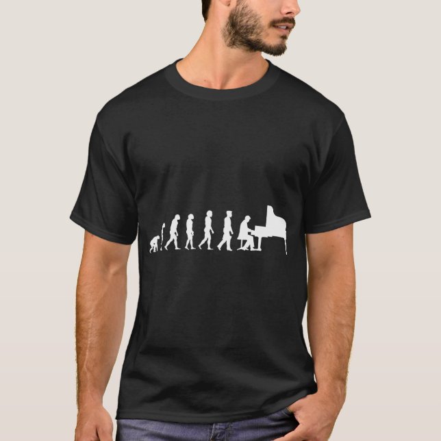 Camiseta Evolução do Pianista de Piano (Frente)
