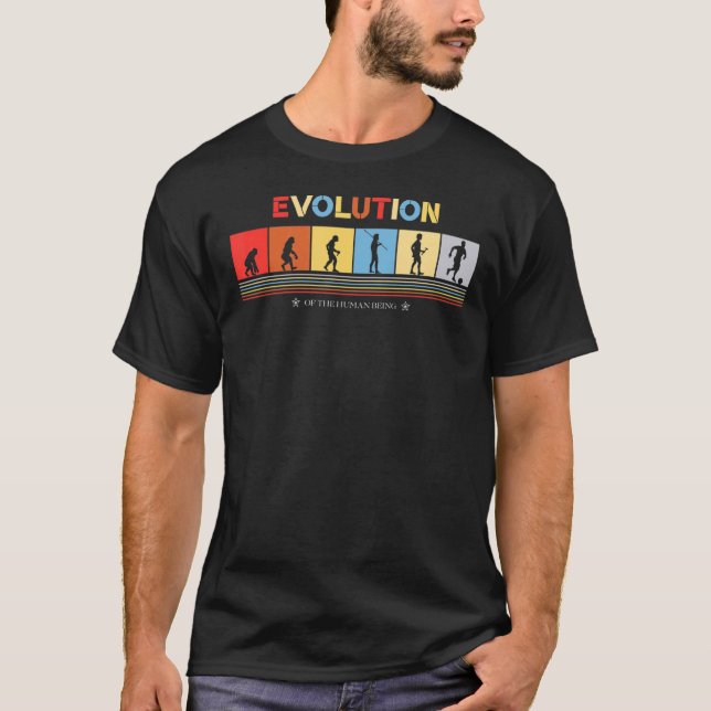 Camiseta Evolução Do Ser Humano - Retrô Dos Anos 70 (Frente)