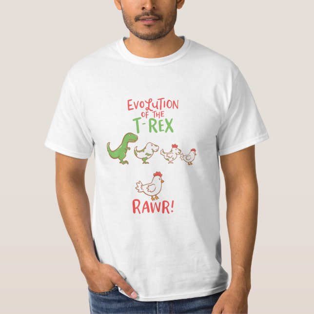 Camiseta Evolução Do T-Rex RAWR! Funny Dino Chicken (Frente)