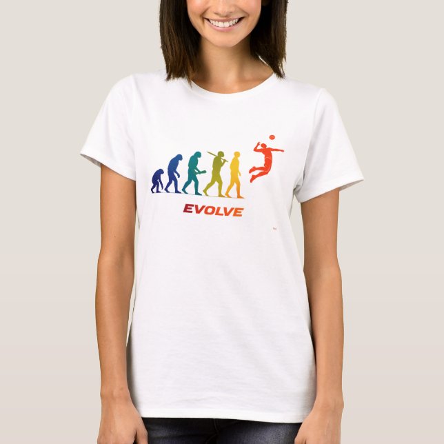 Camiseta Evolução do Voleibol Silhueta de Estilo de Ataque (Frente)