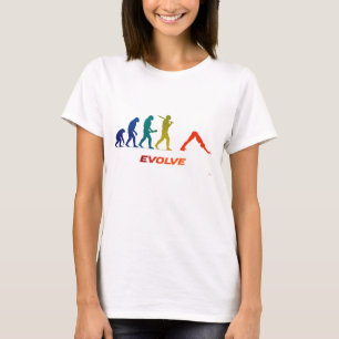 Camiseta Evolução do Yoga Silhueta Cachorro Olhando para Ba