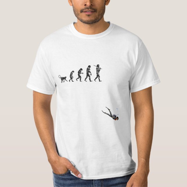 Camiseta Evolução dos mergulhos do SCUBA (Frente)