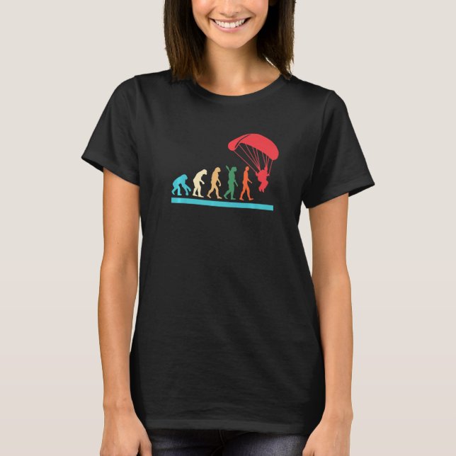 Camiseta Evolução Engraçada de Paraquedismo (Frente)