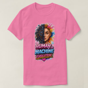 Camiseta Evolução Humano Máquina – Arte de IA