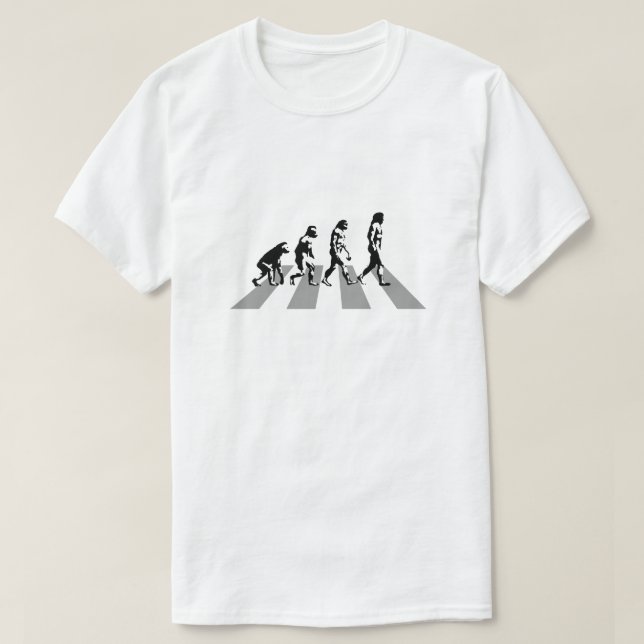 Camiseta Evolução - paródia da estrada da abadia (Frente do Design)