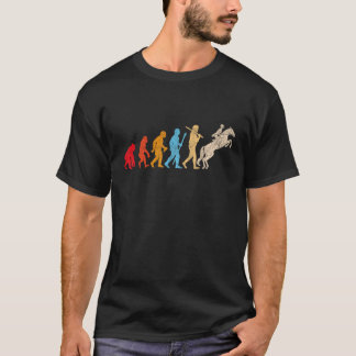 Camiseta Evolução retrô engraçada do homem montando cavalos
