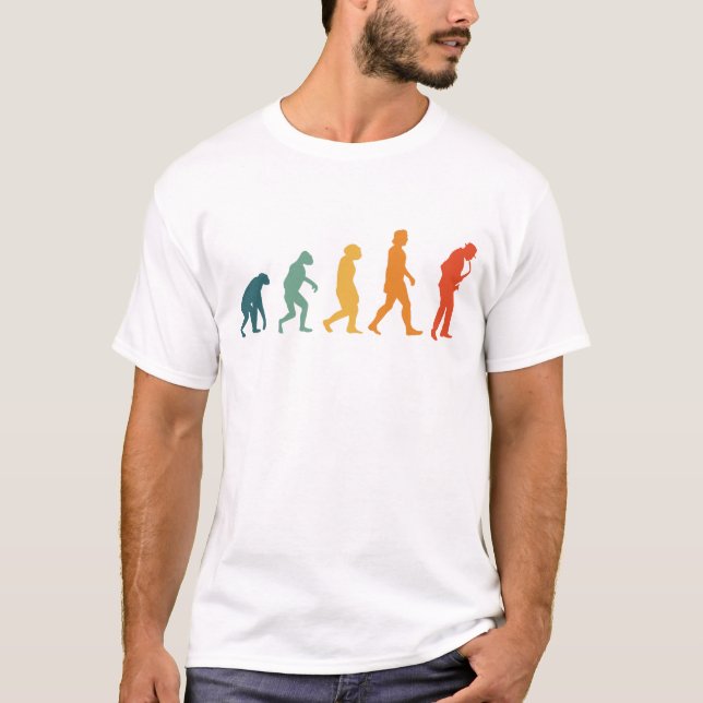 Camiseta Evolução Saxofônica Retro-Saxofonista (Frente)