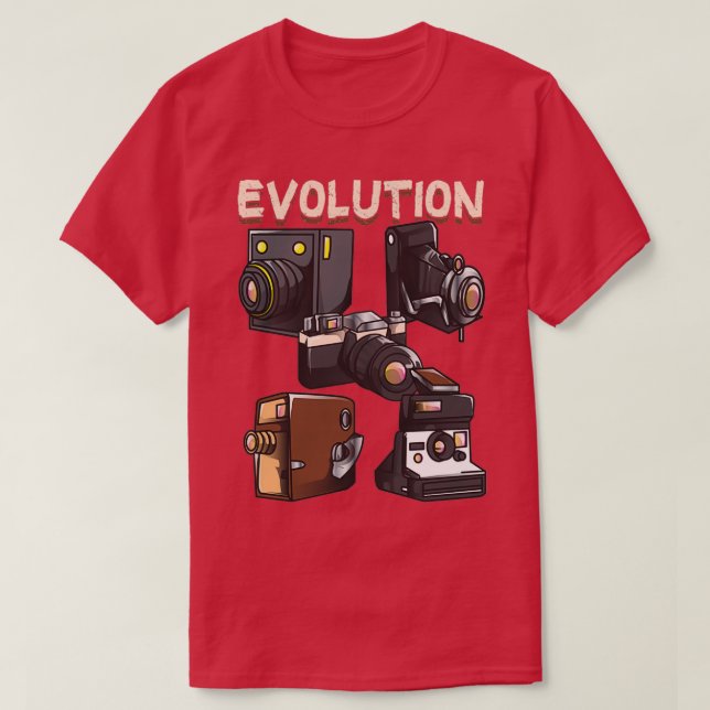 Camiseta Evolução Vintage da Fotografia da Câmera (2) (Frente do Design)