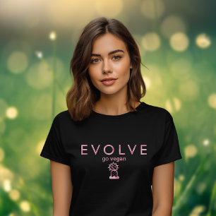 Camiseta Evoluir, Ir Vegan, Ativismo das Folhas Rosa