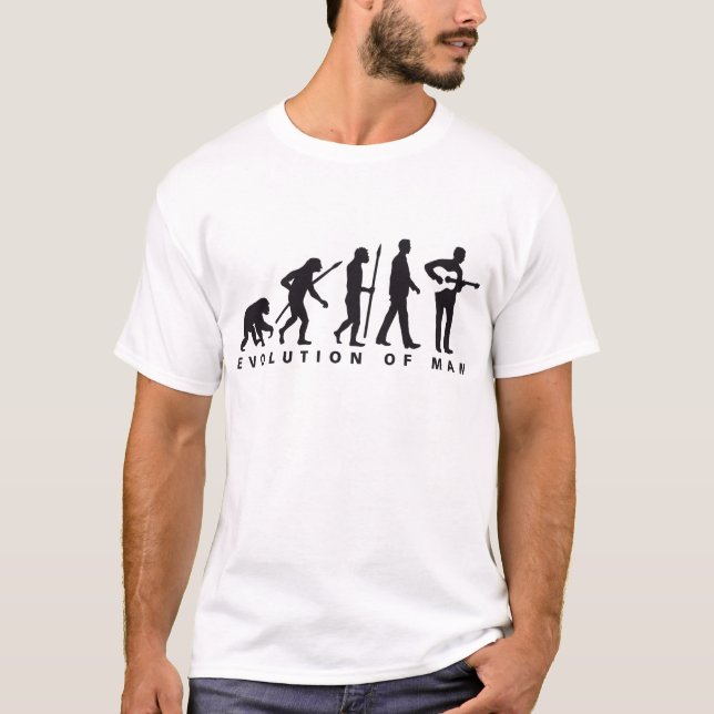 Camiseta evolution of ele western acoustic guitar player (Frente)