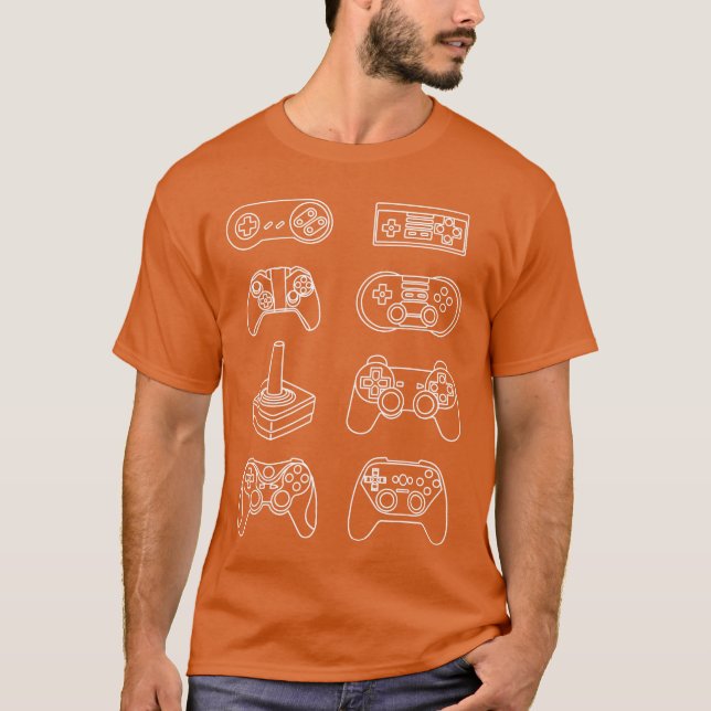 Camiseta Evolution of Video Game Controllers Geek Nerd Game (Frente)