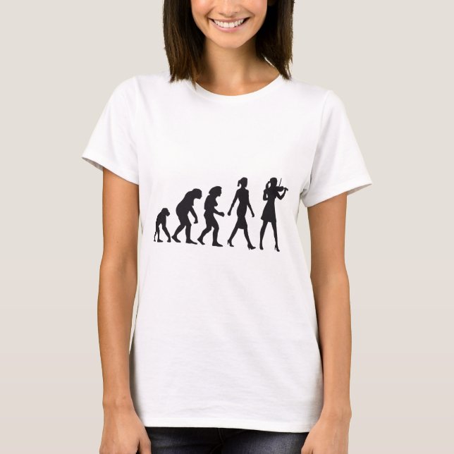 Camiseta evolution of woman female violin player (Frente)