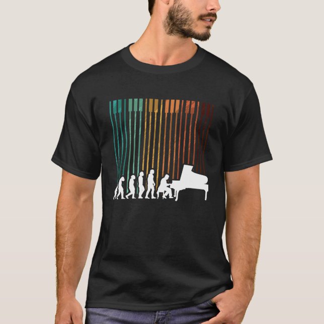 Camiseta Evolution Piano Musician Keyboard Orchestra (Frente)