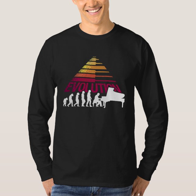 Camiseta Evolution Piano Musician Keyboard Orchestra  3 (Frente)