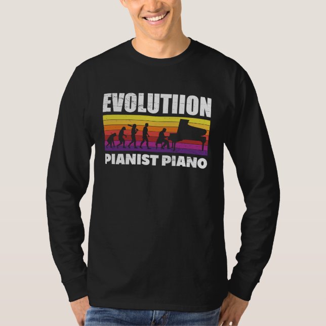 Camiseta Evolution Piano Musician Keyboard Orchestra  6 (Frente)