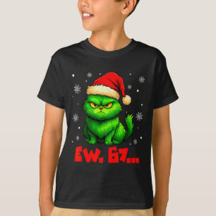 Camiseta Ew 67 Seis Sete Gato Verde Chapéu de Papai Noel Na