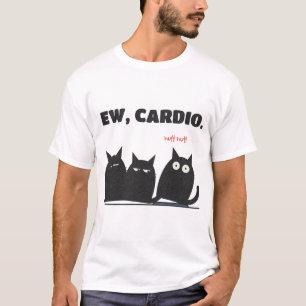 Camiseta Ew Cardio Gatos Pretos Engraçados e Esteira