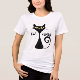 Camiseta Ew Humano - Arte Minimalista De Gato Preto Esfomea