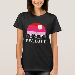 Camiseta Ew Love Cat Dia de os namorados Retro Kitt Gatinho
