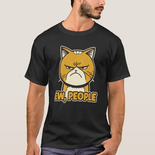 Camiseta Ew People  Angry Cat Illustration (Frente)