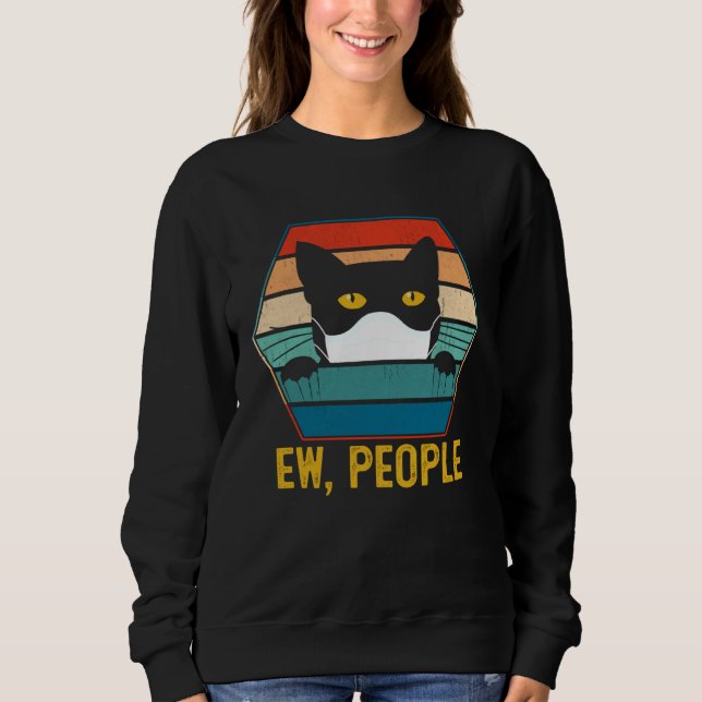 Camiseta Ew People Black Cat Wearing Face Mask  Quarantine  (Frente)