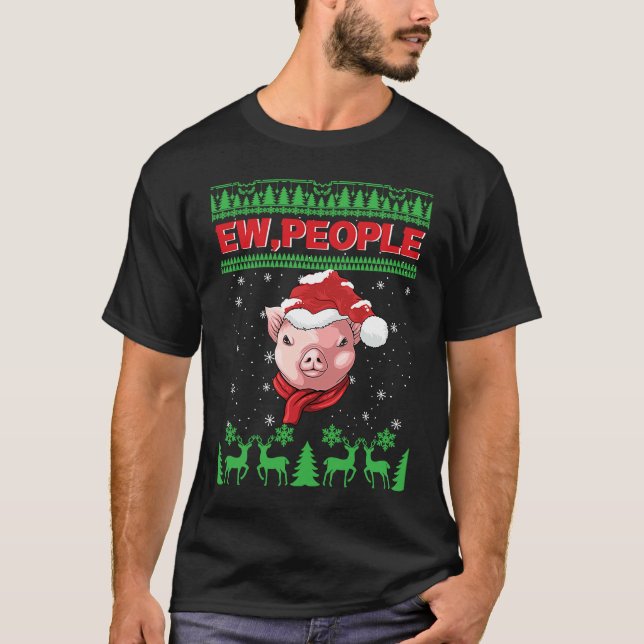 Camiseta Ew People Pig Ugly Christmas (Frente)