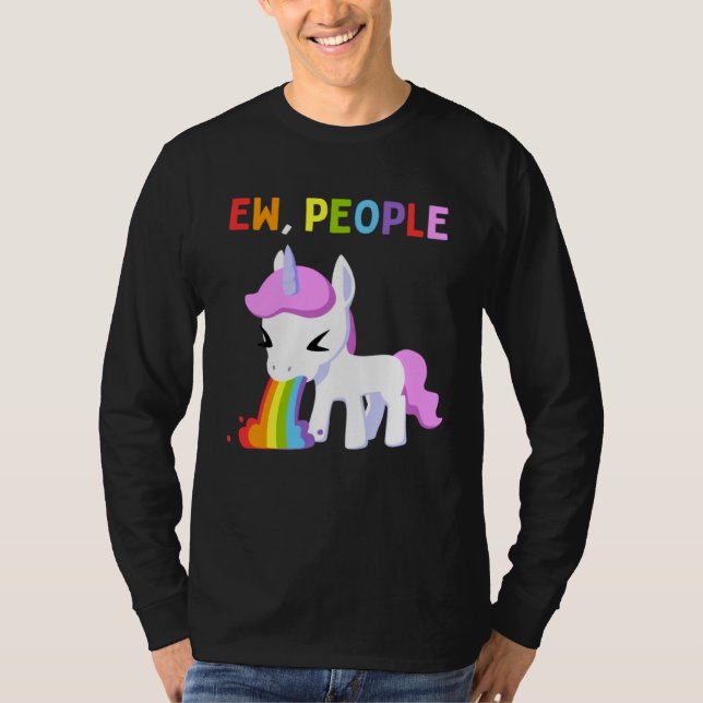 Camiseta Ew People Unicorn Antisocial Rainbow (Frente)