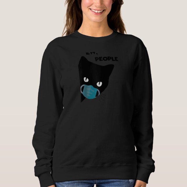Camiseta Ew Pessoas Black Cat Mask Quarantine Raglan (Frente)