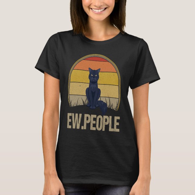 Camiseta Ew Pessoas Cat Vintage Anti Social Introduvert (Frente)