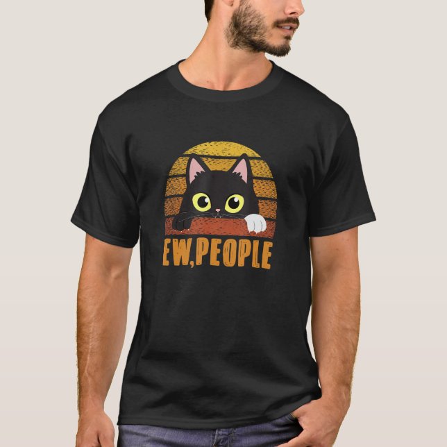 Camiseta Ew Pessoas Introduverte Cat Anti Social Sarcastic  (Frente)