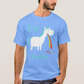 Camiseta Ew Pessoas Unicorn Vomitando o Arco-Íris Engraçado