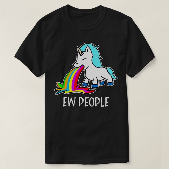Camiseta Ew Pessoas Unicorn Vomitando o Rainbow Funny Intro (Frente do Design)