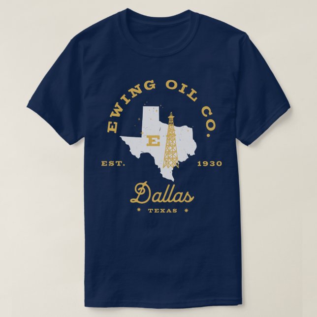 Camiseta Ewing Oil Co Dallas Texas Est 1930 (Frente do Design)