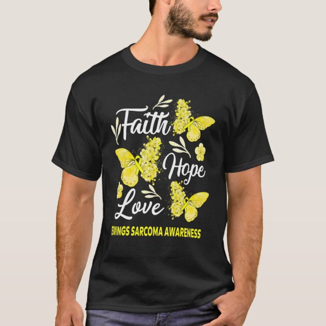 Camiseta Ewing Sarcoma Sensibilizar Fé Esperança Amor Borbo (Frente)