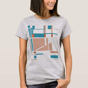 Camiseta Exame de Abstrato Geométrico Coral Aqua Orange