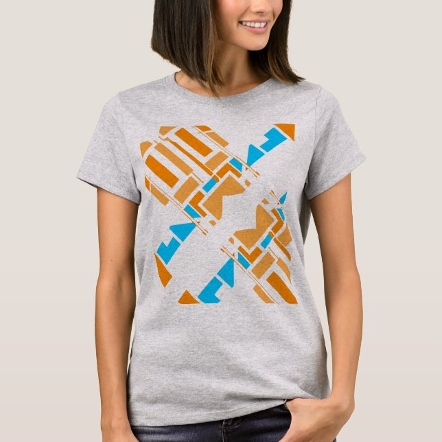 Camiseta Exame de Arte Geométrica Laranja Azul Diagonal do  (Frente)