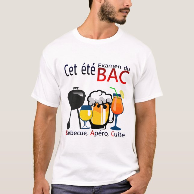 Camiseta examen bac barbecue apero cuite alcool humour bier (Frente)