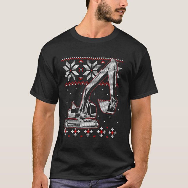 Camiseta Excavator Operator Ugly Christmas Sweater Heavy Eq (Frente)