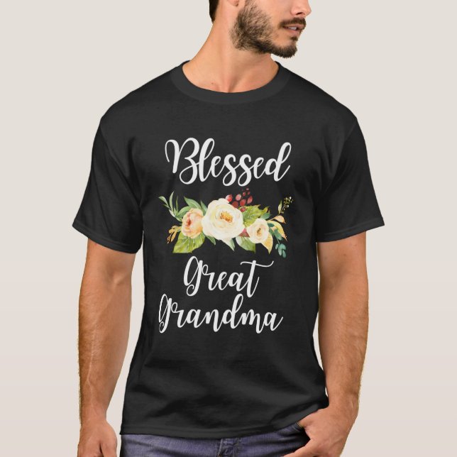 Camiseta Excelente Abençoado, Avó, Buquê De Flor, Presente  (Frente)
