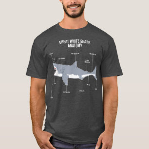 Camiseta Excelente Anatomia do tubarão-branco Peixes de ani