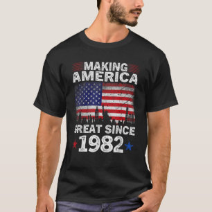Camiseta Excelente aniversário de 40 anos EUA Flag Fazer Am