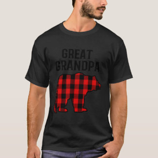 Camiseta Excelente Avô Oferece Urso de Xadrez Preto Vermelh