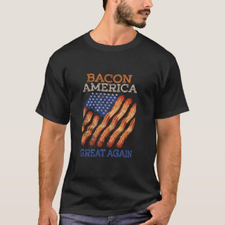 Camiseta Excelente Bacon America Novamente Trump 2020 Ameri
