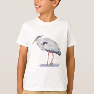 Camiseta Excelente Blue Heron aquarela espécie aves
