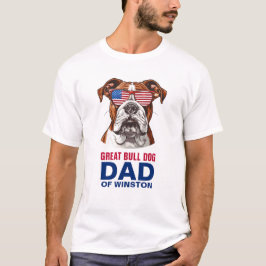Camiseta Excelente Bull Dog Pai 4 de julho Bandeira America