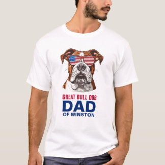 Camiseta Excelente Bull Dog Pai 4 de julho Bandeira America