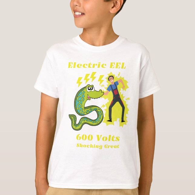 Camiseta Excelente de choque elétrico EEL 600 volts (Frente)