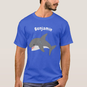 Camiseta Excelente de desenho animado branco de tubarão fel